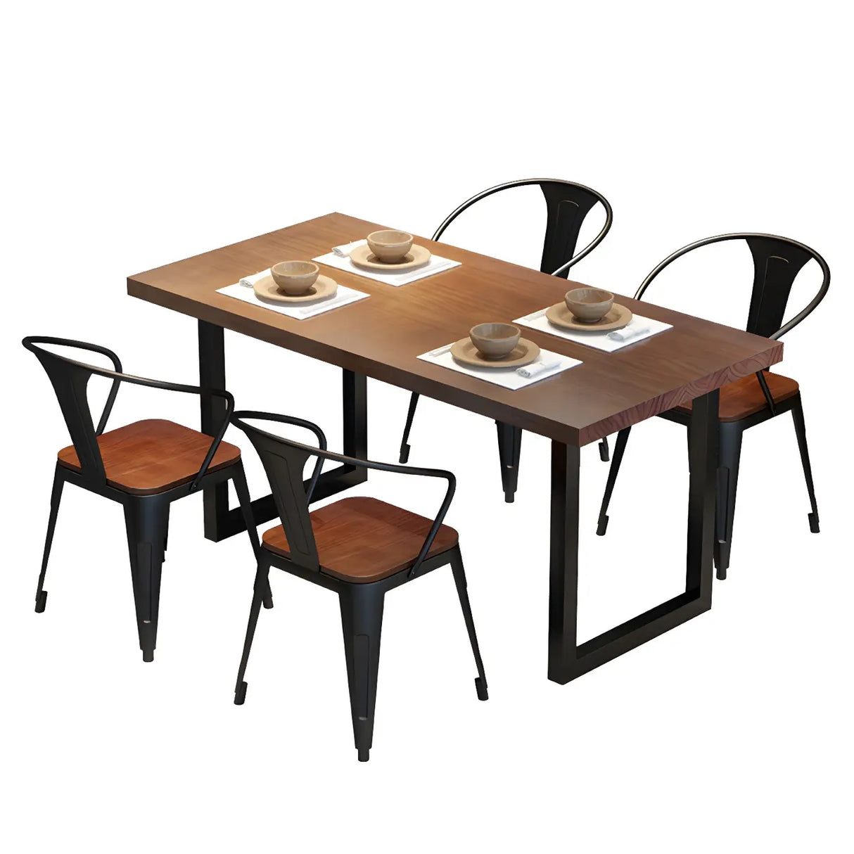 Industrial Rectangle Wood Brown Sled Base Dining Table Image - 9