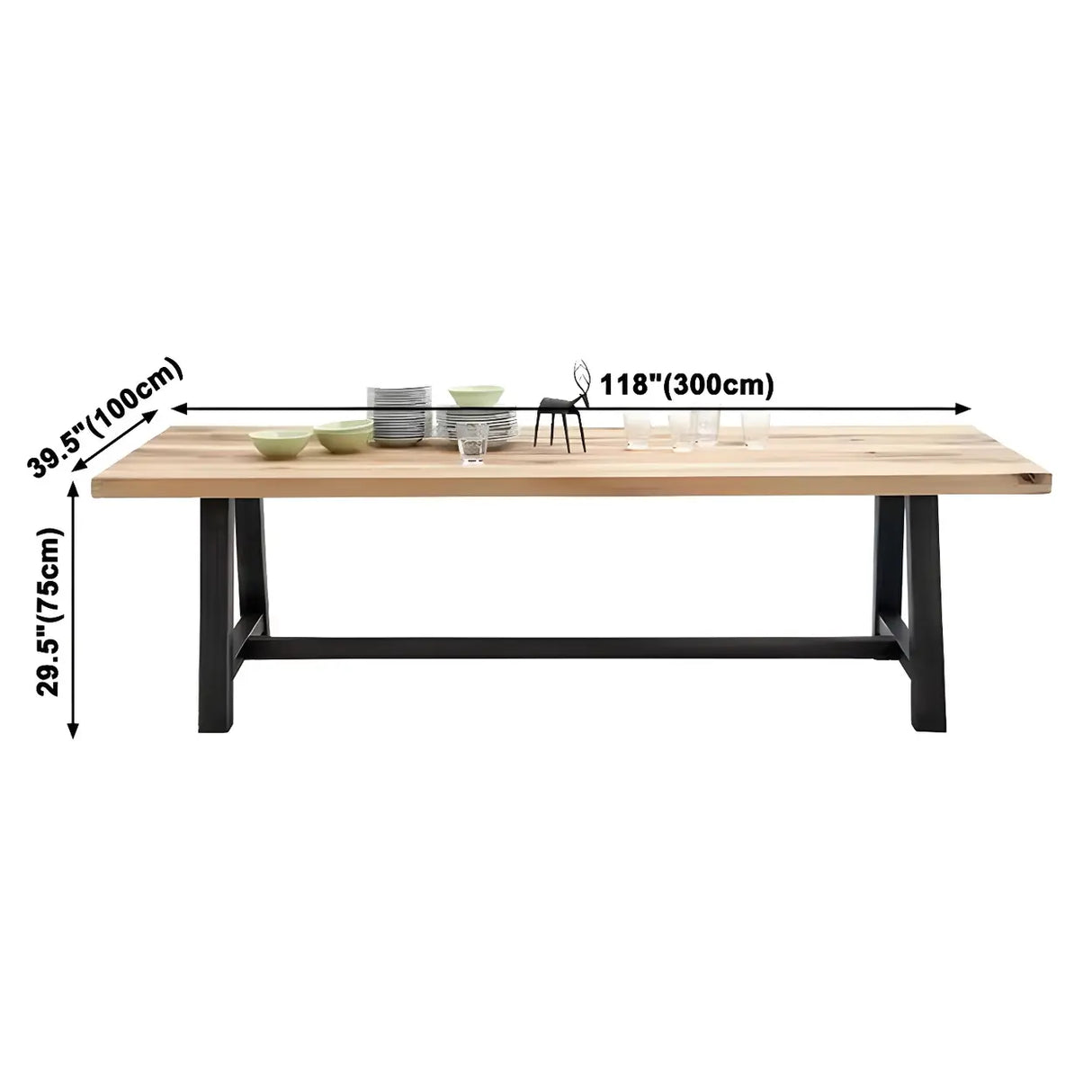 Industrial Rectangle Wood Natural Finish Dining Table Image - 14