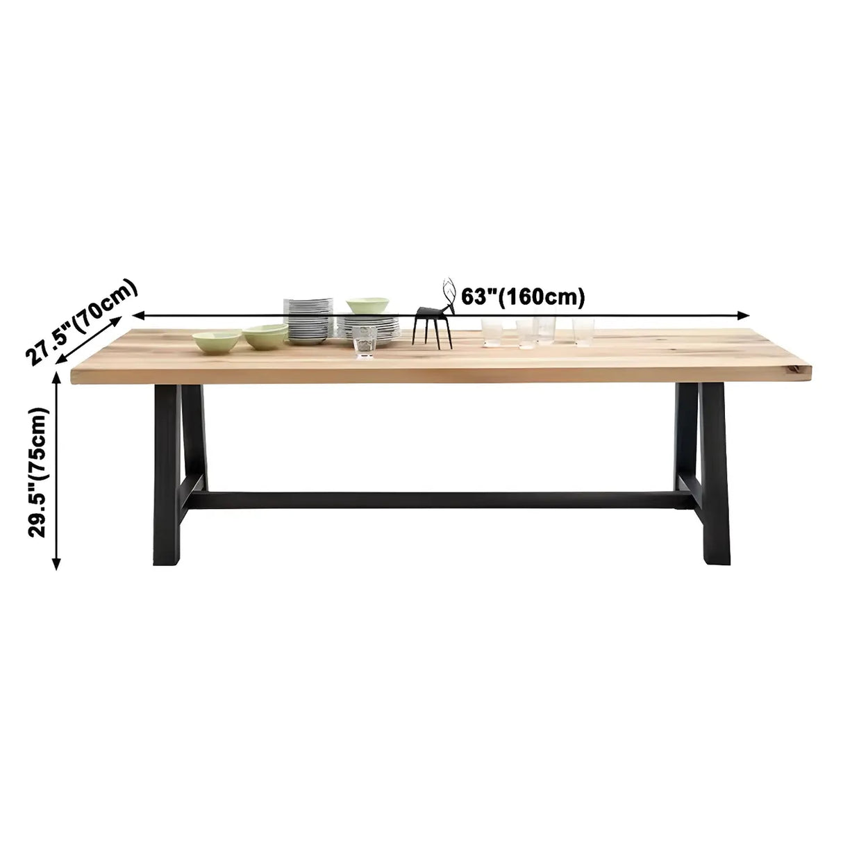 Industrial Rectangle Wood Natural Finish Dining Table Image - 8
