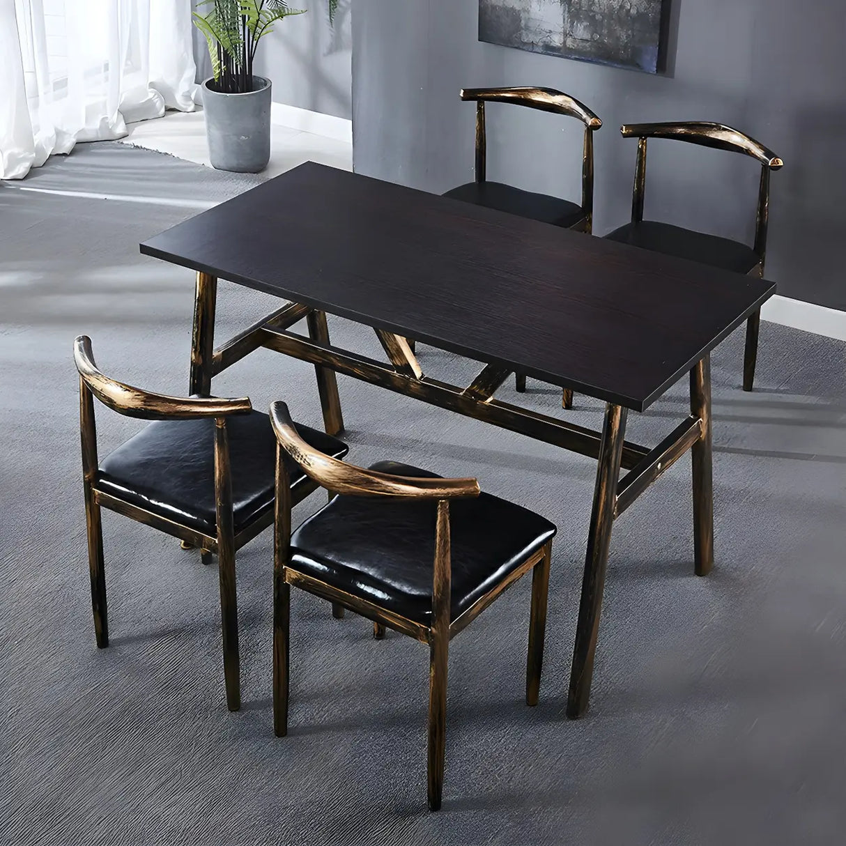 Industrial Rectangular Brown Dining Table for Kitchen Image - 10