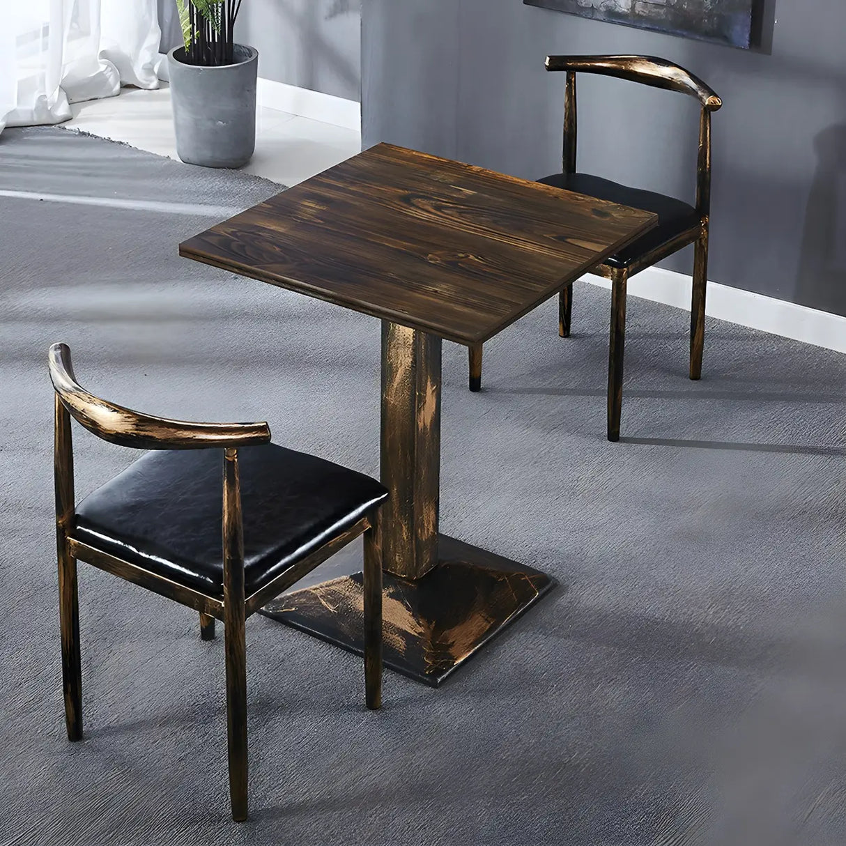 Industrial Rectangular Brown Dining Table for Kitchen Image - 2