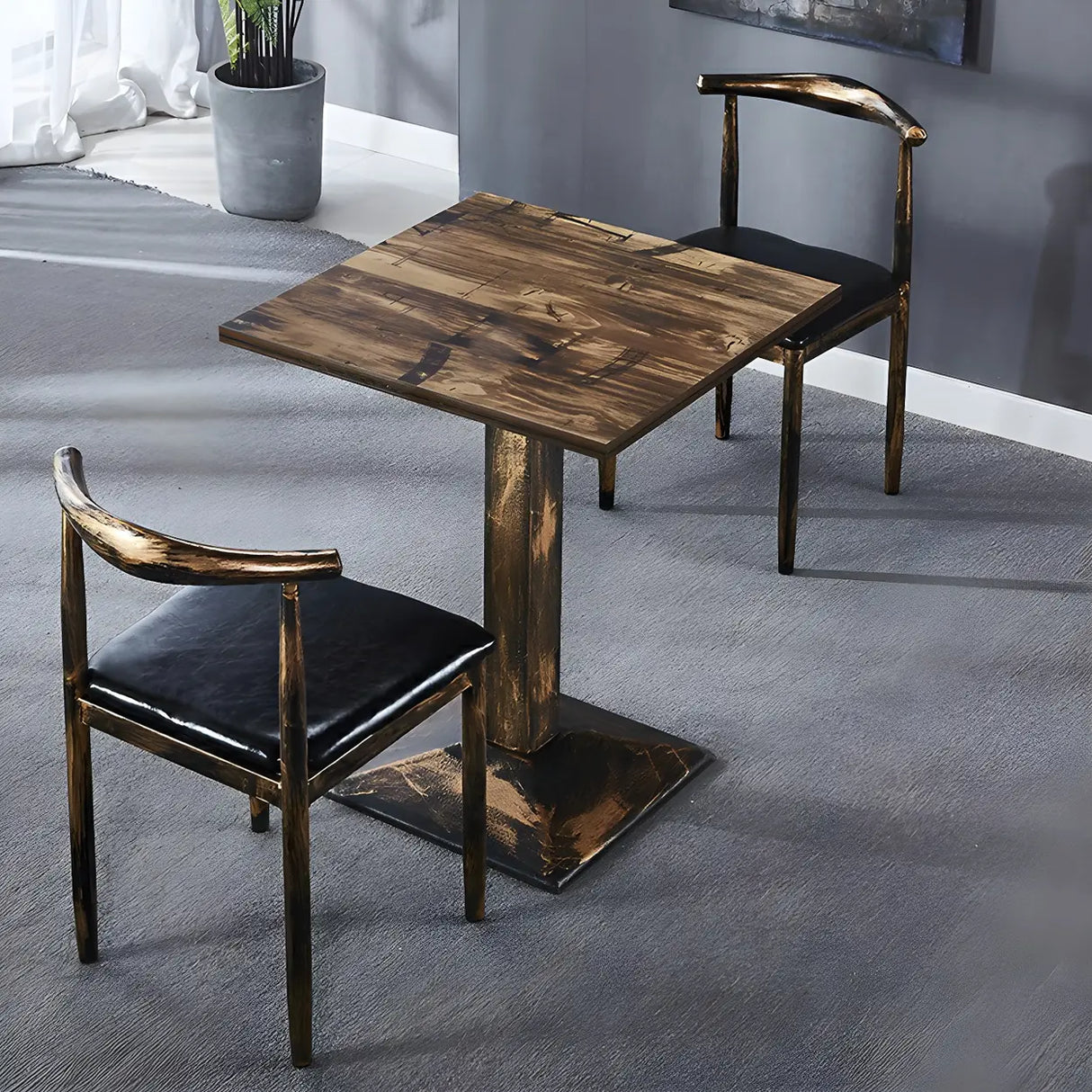 Industrial Rectangular Brown Dining Table for Kitchen Image - 3