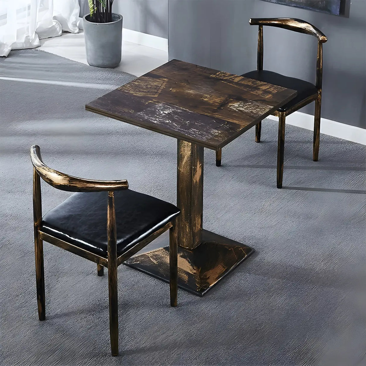 Industrial Rectangular Brown Dining Table for Kitchen Image - 4