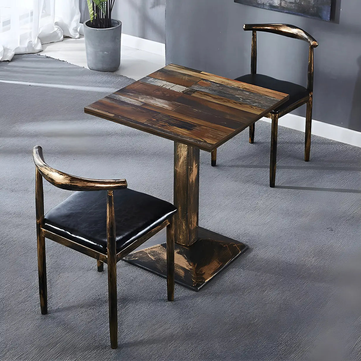 Industrial Rectangular Brown Dining Table for Kitchen Image - 5