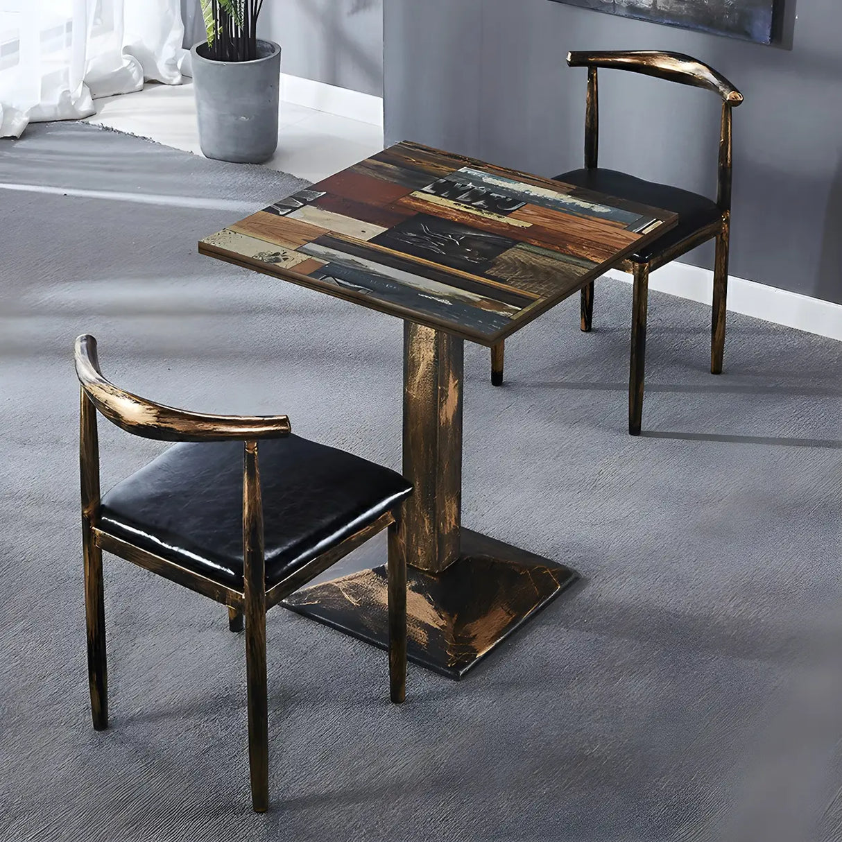 Industrial Rectangular Brown Dining Table for Kitchen Image - 9