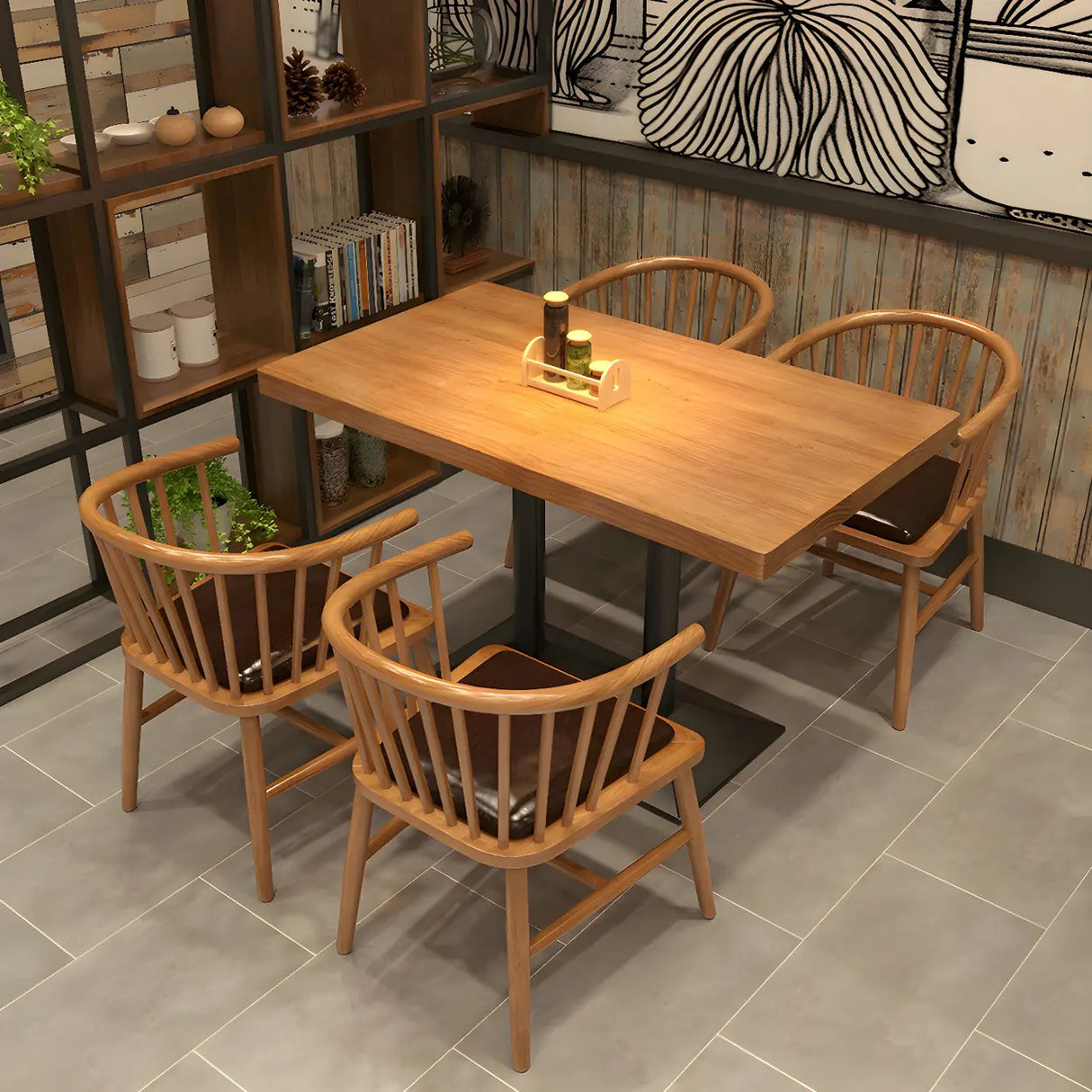 Industrial Rectangular Wood Brown Dining Table Image - 1