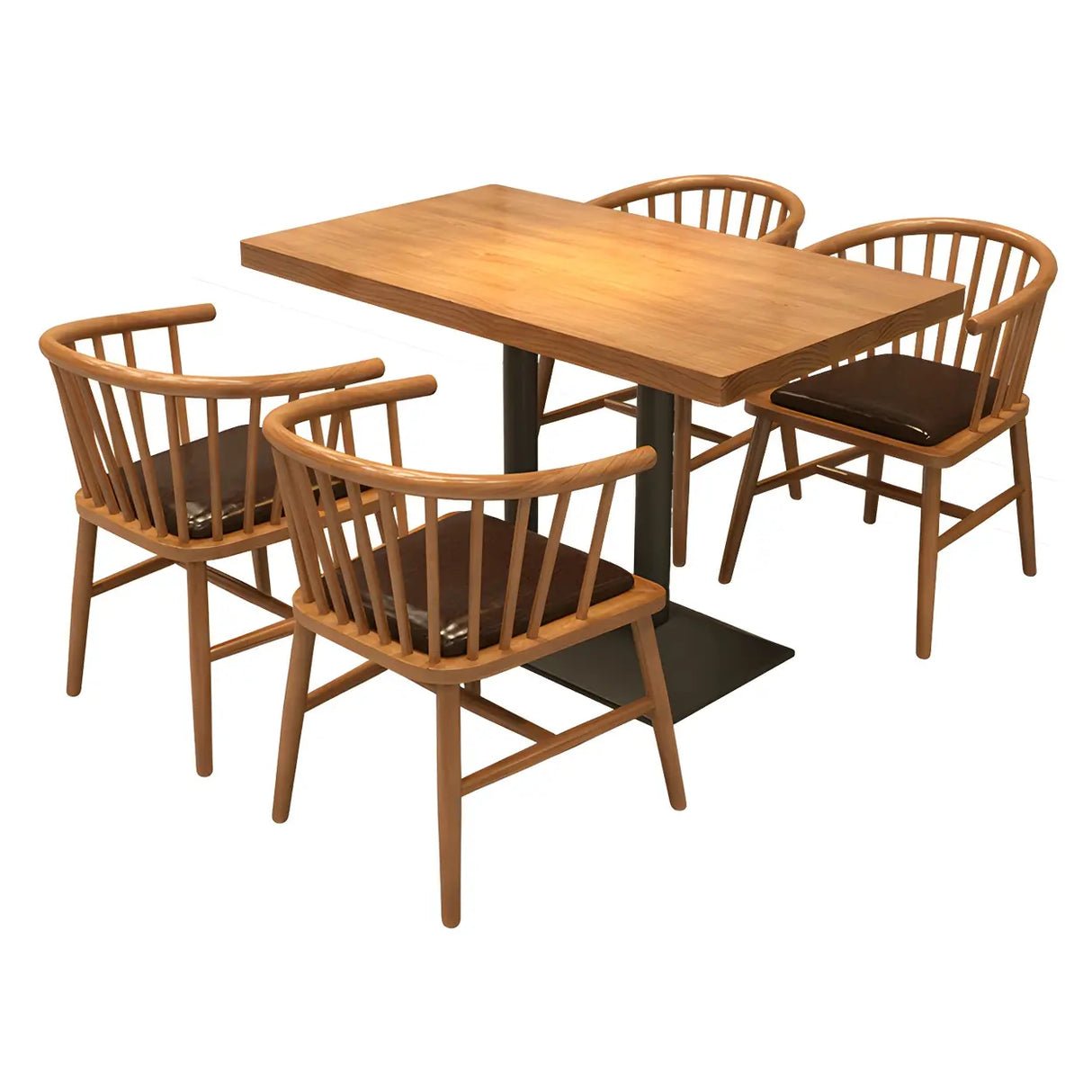 Industrial Rectangular Wood Brown Dining Table Image - 3