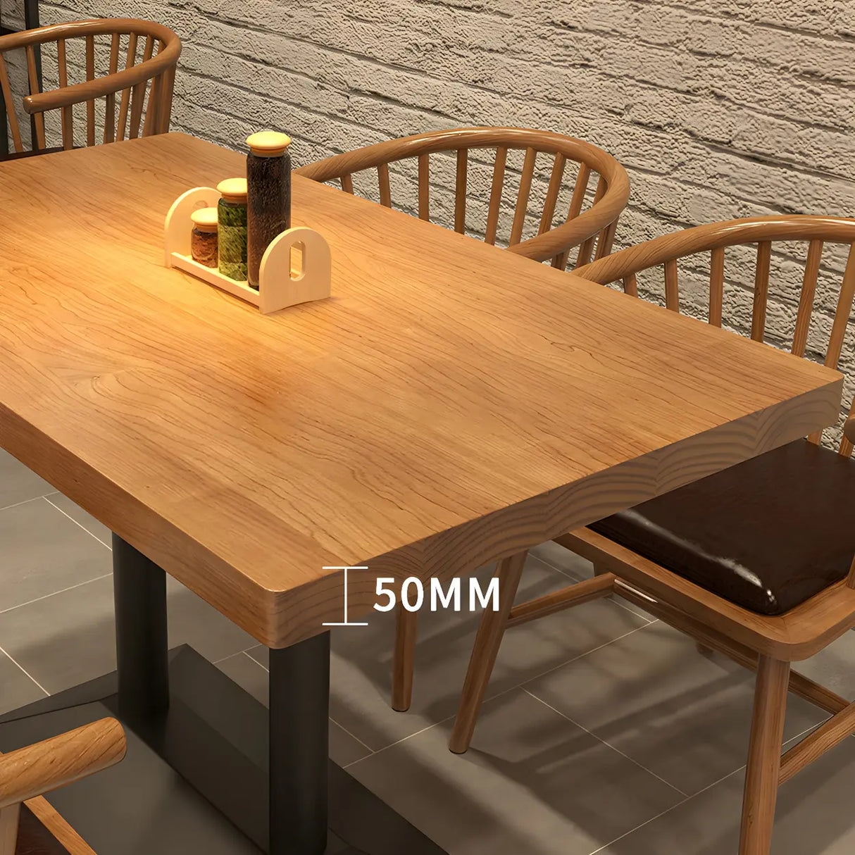 Industrial Rectangular Wood Brown Dining Table Image - 4