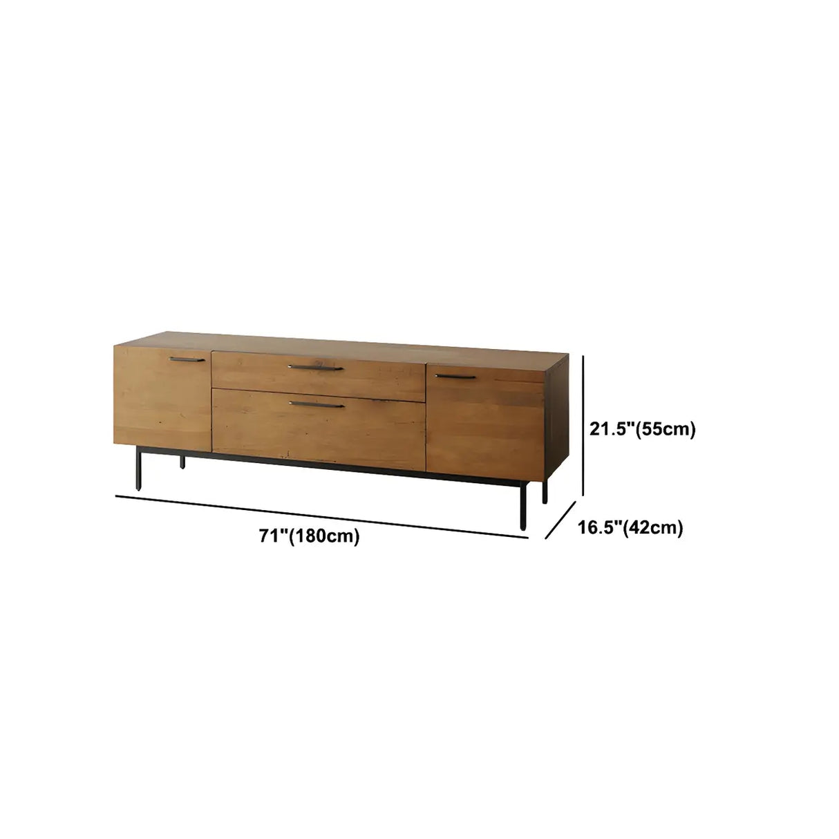Industrial Rectangular Wood Living Room TV Stand Brown Image - 17