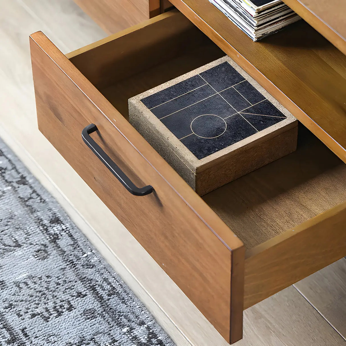 Industrial Rectangular Wood Living Room TV Stand Brown Image - 8