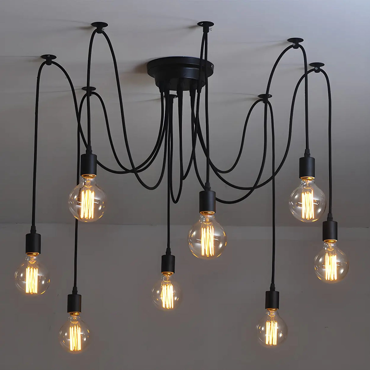 Industrial Restaurant Spider Swag Edison Bulbs Pendant Light Image - 1