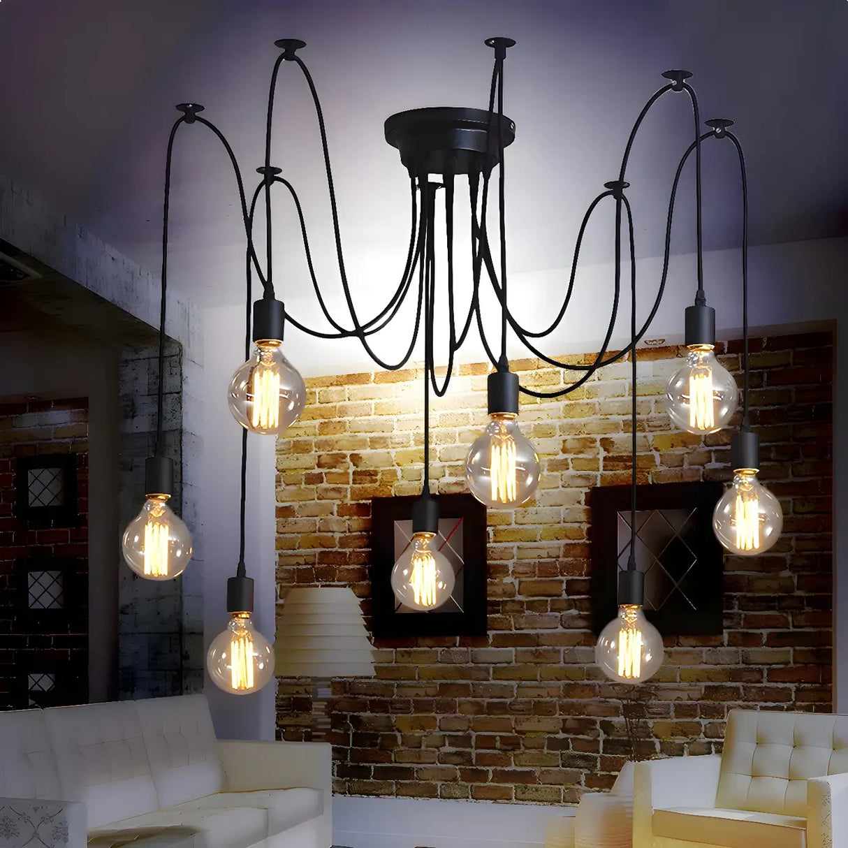 Industrial Restaurant Spider Swag Edison Bulbs Pendant Light Image - 2