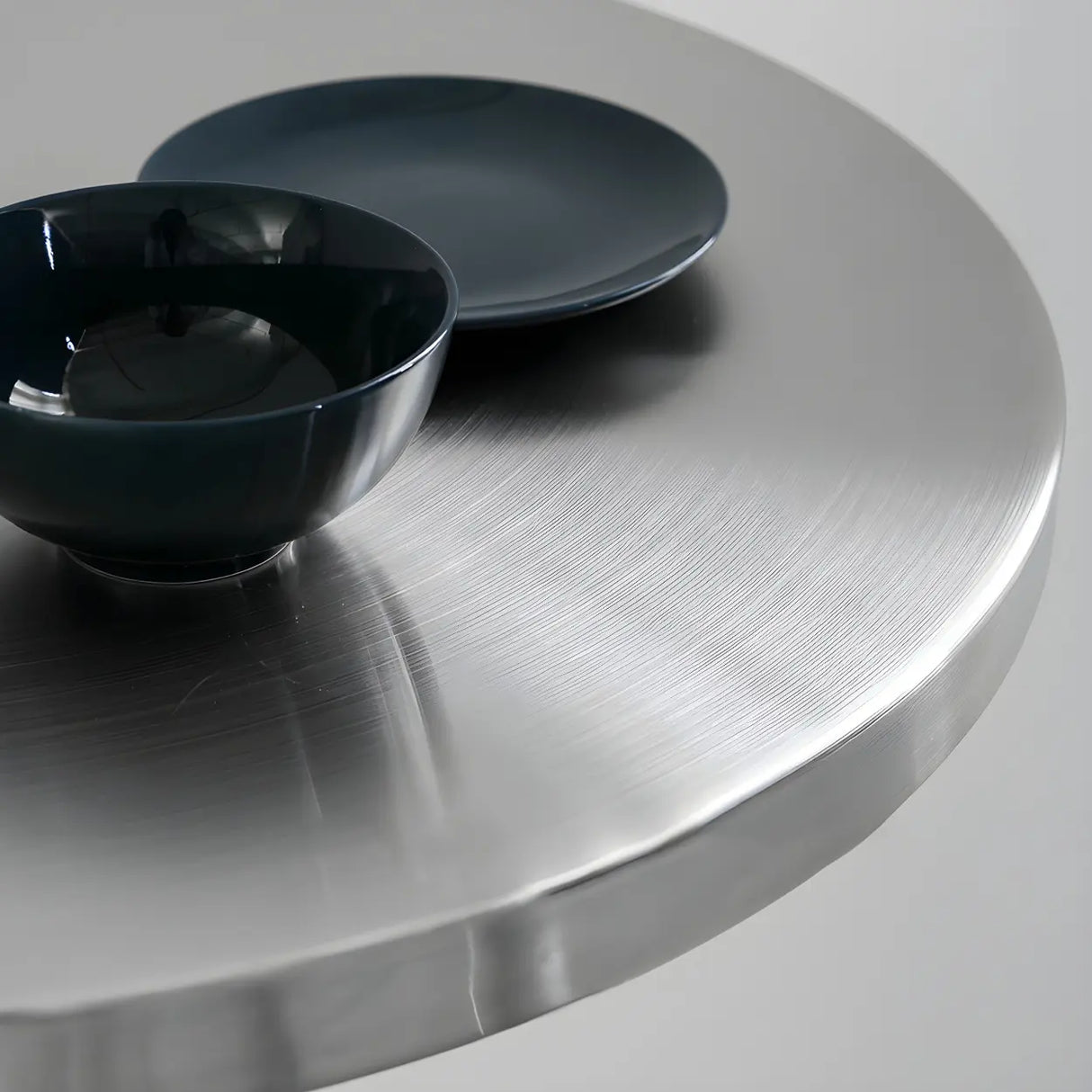 Industrial Round Stainless Steel Silver Dining Table Image - 4