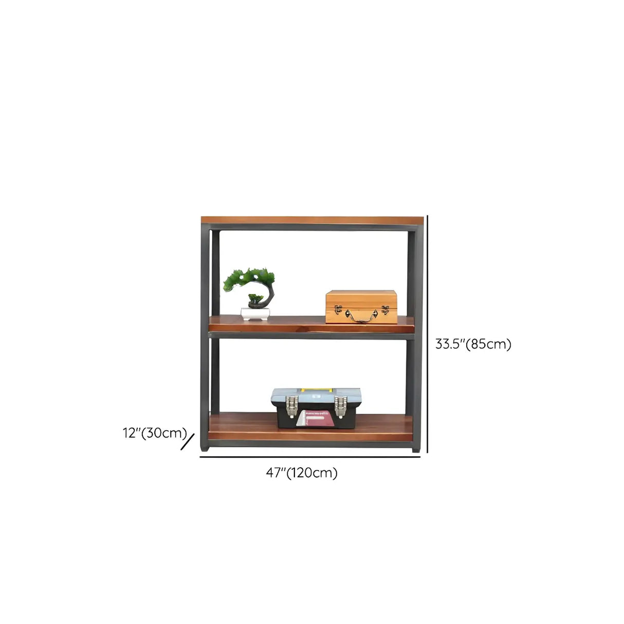 Industrial Rustic Metal Tall Wood Bookcase Black Brown