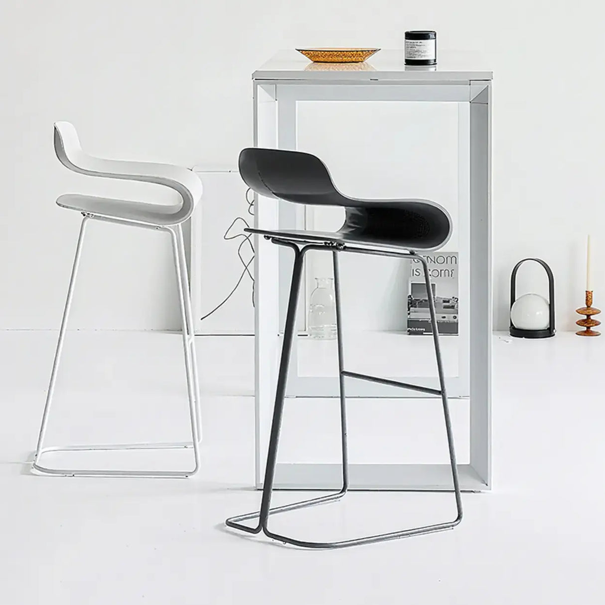Industrial S-Curve Steel Frame Low Back Armless Bar Stool Image - 1
