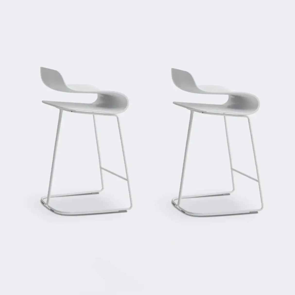 Industrial S-Curve Steel Frame Low Back Armless Bar Stool Image - 16