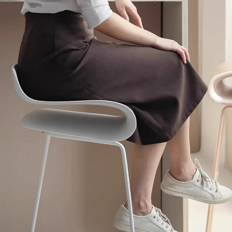 Industrial S-Curve Steel Frame Low Back Armless Bar Stool Image - 2