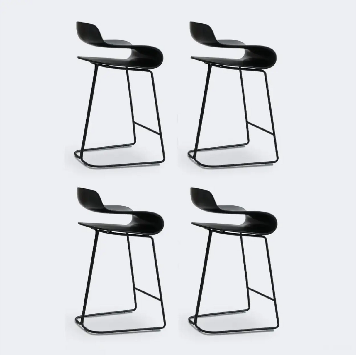 Industrial S-Curve Steel Frame Low Back Armless Bar Stool Image - 21