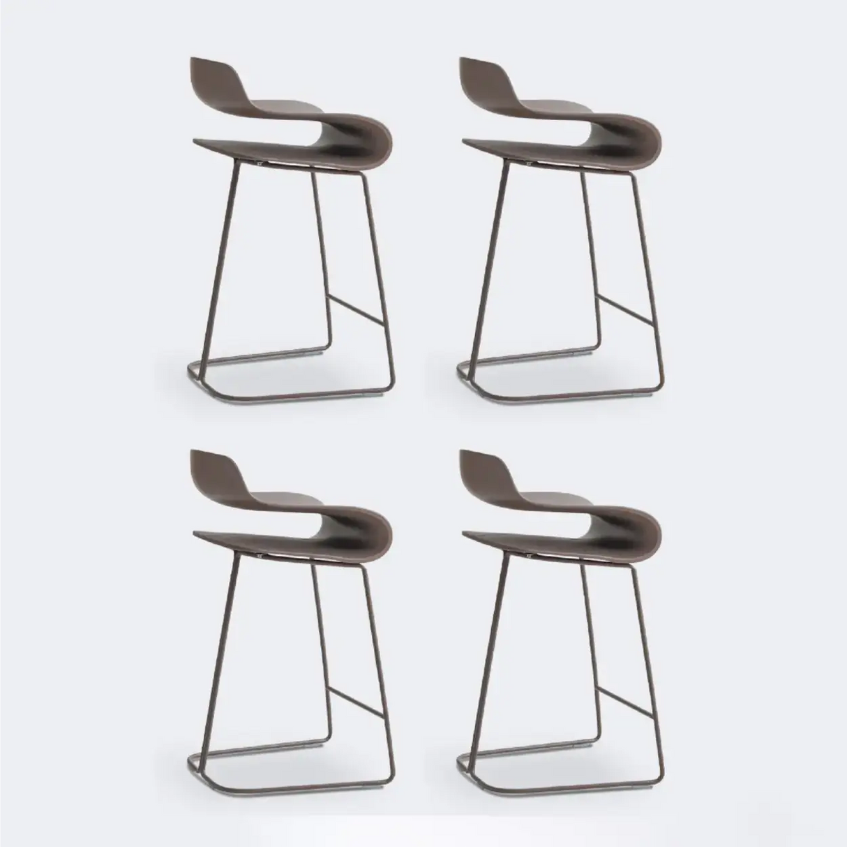 Industrial S-Curve Steel Frame Low Back Armless Bar Stool Image - 23