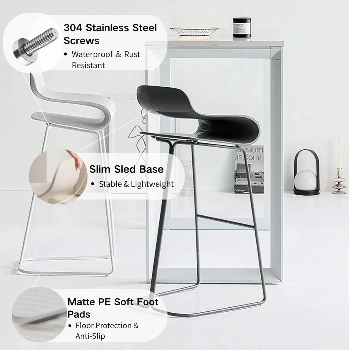 Industrial S-Curve Steel Frame Low Back Armless Bar Stool Image-28
