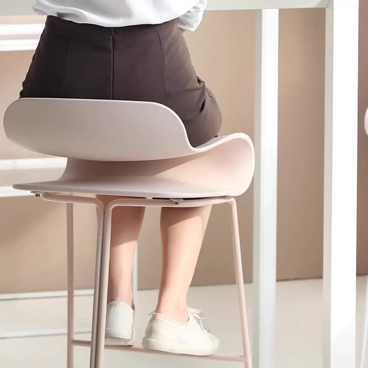 Industrial S-Curve Steel Frame Low Back Armless Bar Stool Image - 9