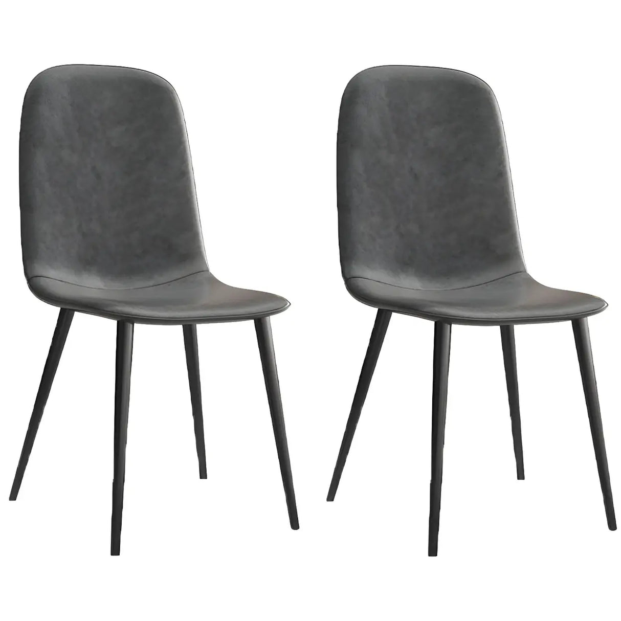 Industrial Solid Back Faux Leather Dining Side Chair Image - 2