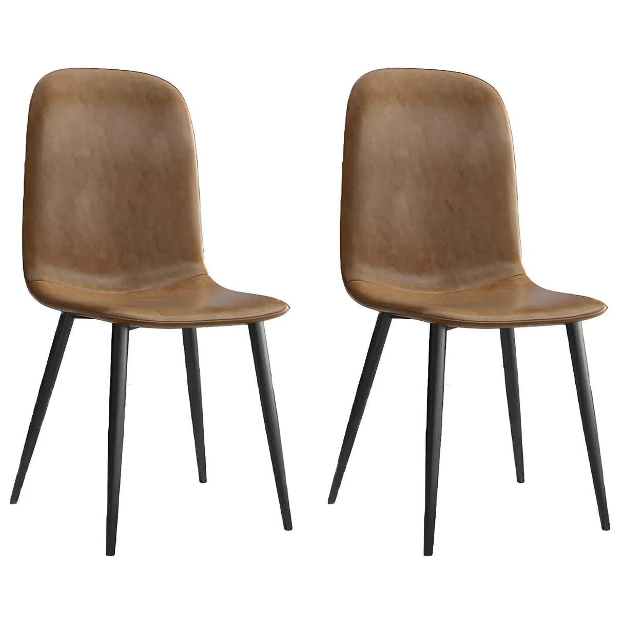 Industrial Solid Back Faux Leather Dining Side Chair Image - 7