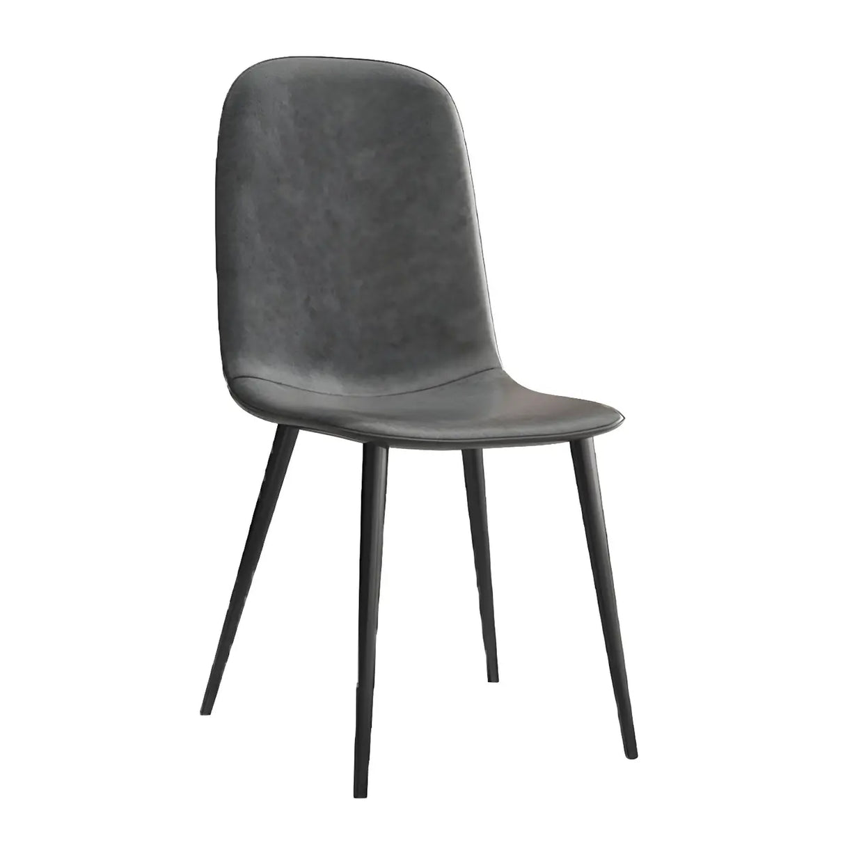Industrial Solid Back Faux Leather Dining Side Chair Image - 8