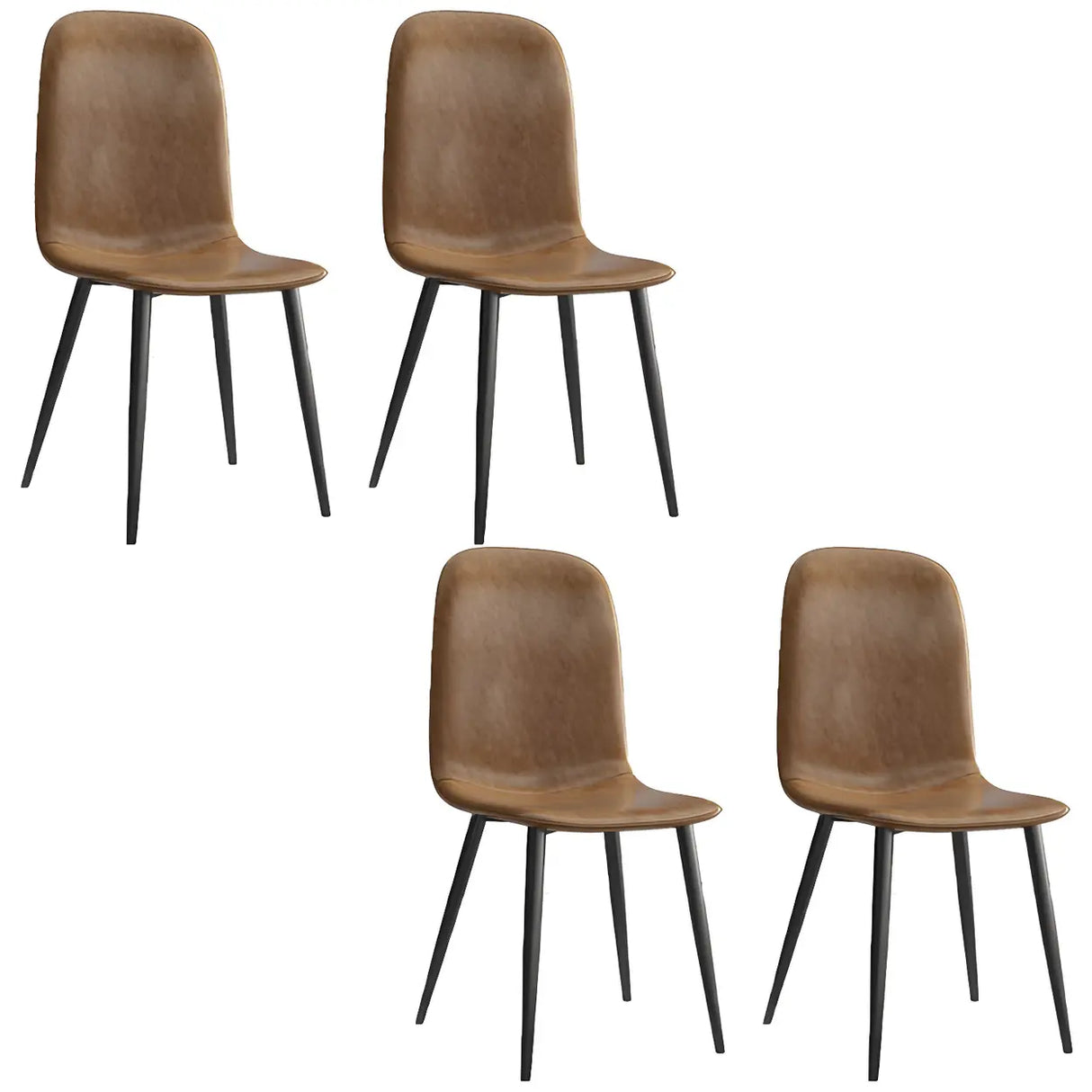 Industrial Solid Back Faux Leather Dining Side Chair Image - 9