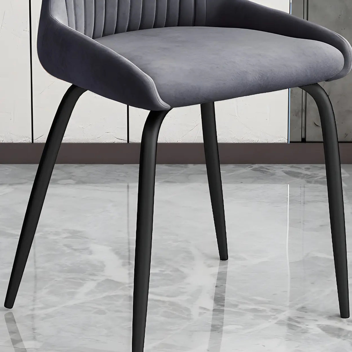 Industrial Solid Back Upholstered Dining Chair with Metal Legs Image - 15