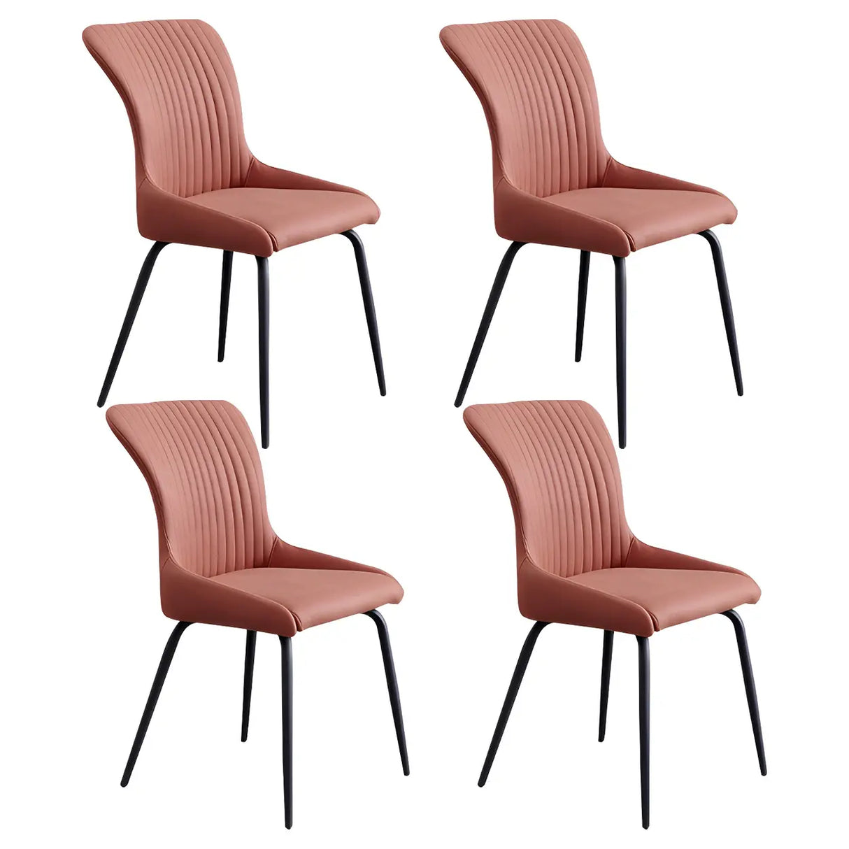 Industrial Solid Back Upholstered Dining Chair with Metal Legs Image - 17