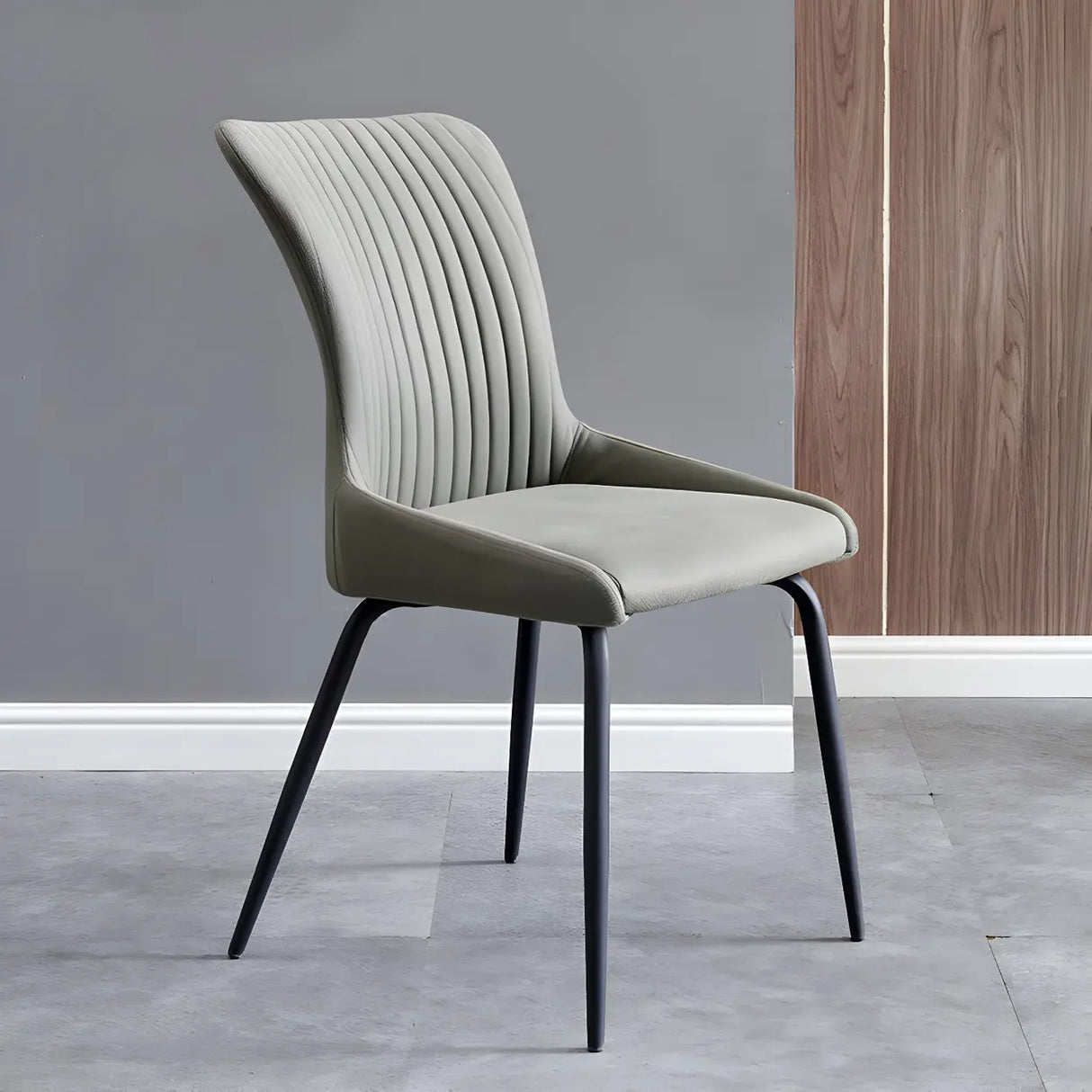 Industrial Solid Back Upholstered Dining Chair with Metal Legs Image - 25