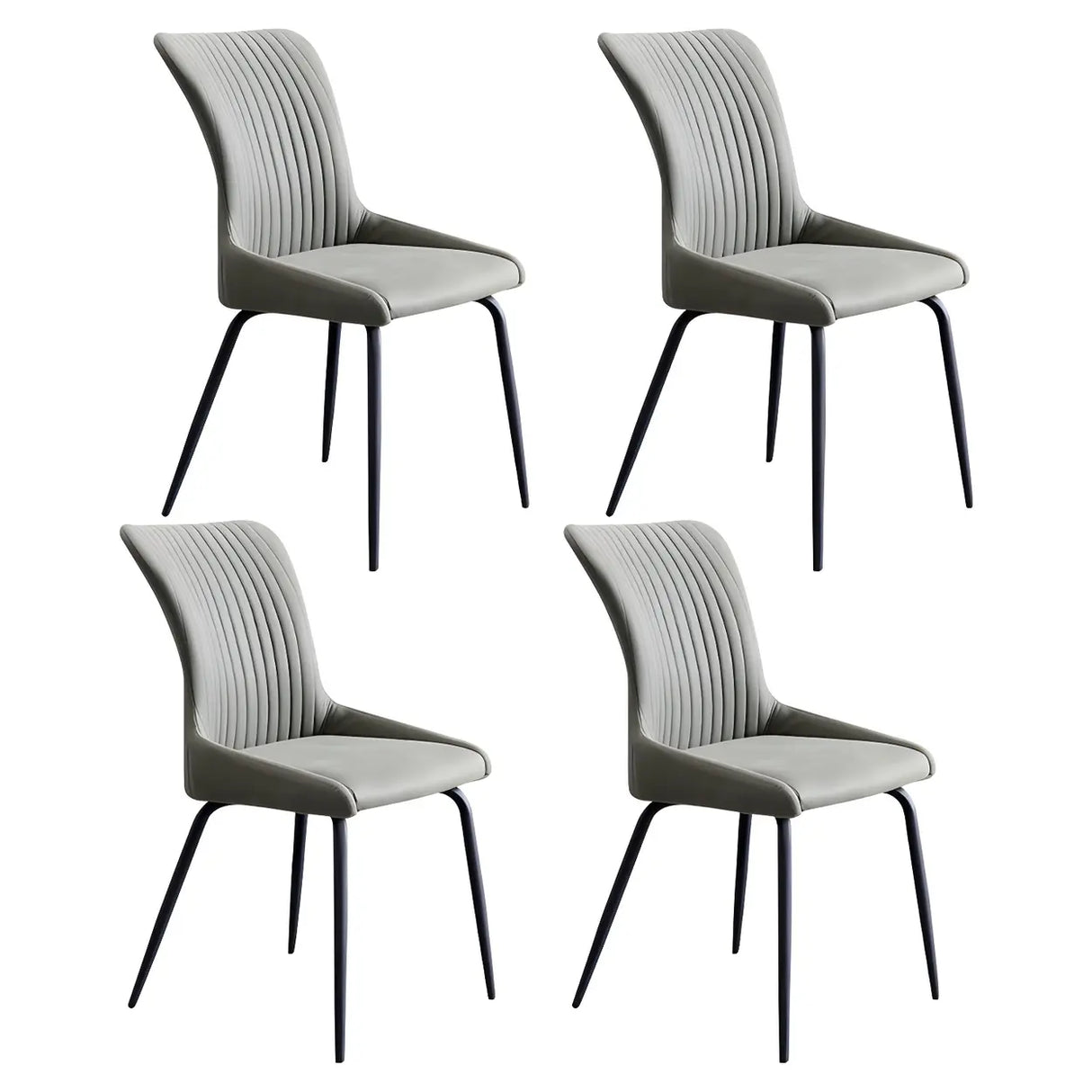 Industrial Solid Back Upholstered Dining Chair with Metal Legs Image - 29