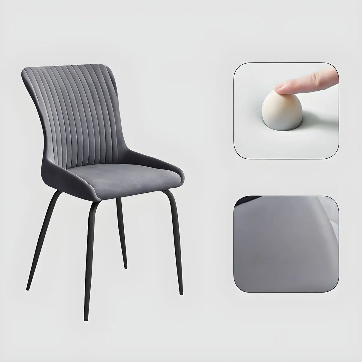 Industrial Solid Back Upholstered Dining Chair with Metal Legs Image - 7