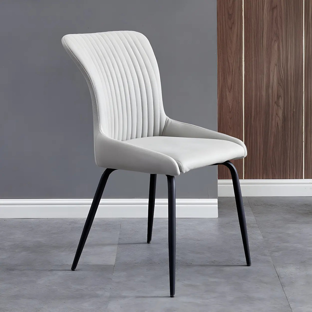 Industrial Solid Back Upholstered Dining Chair with Metal Legs Image - 8