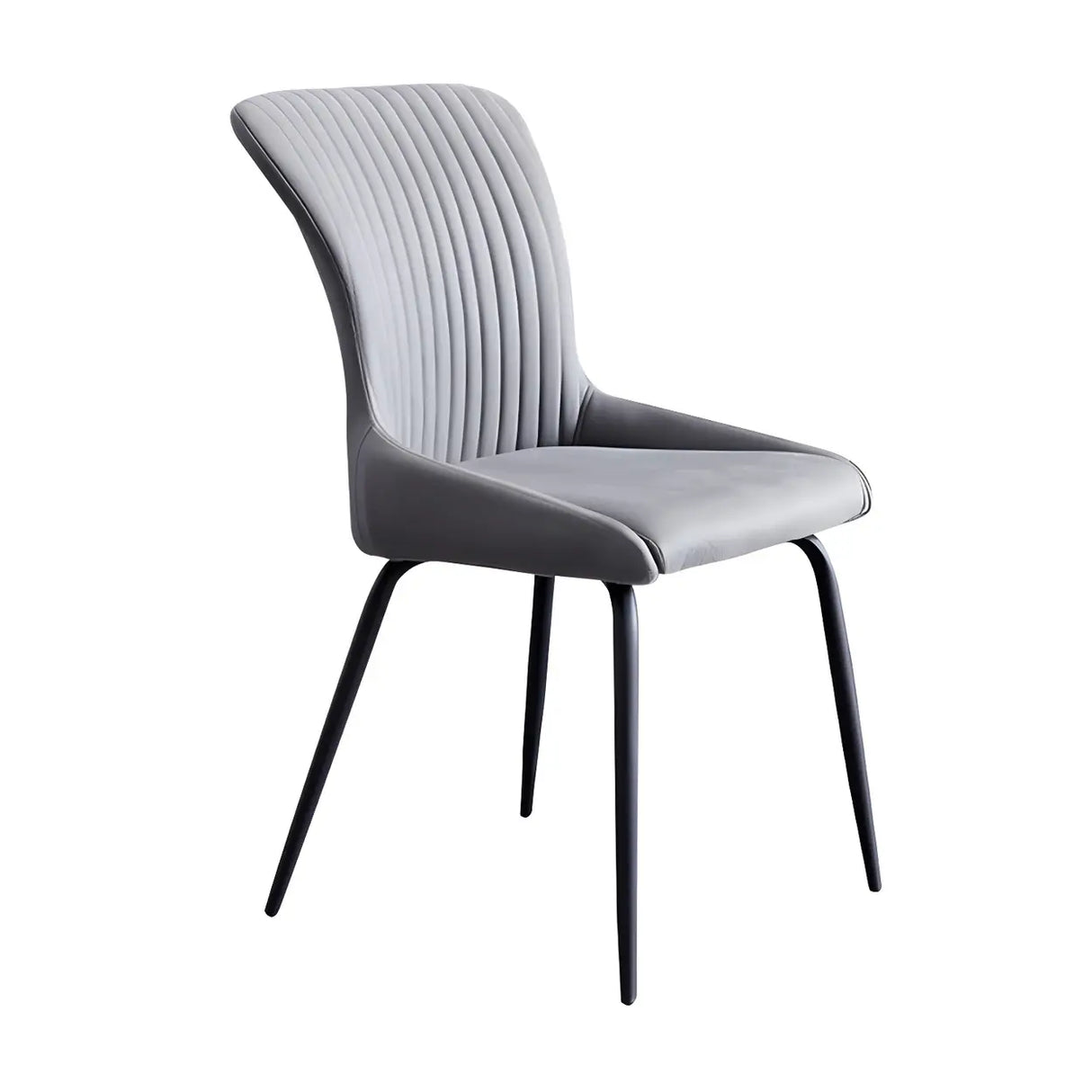 Industrial Solid Back Upholstered Dining Chair with Metal Legs Image - 9