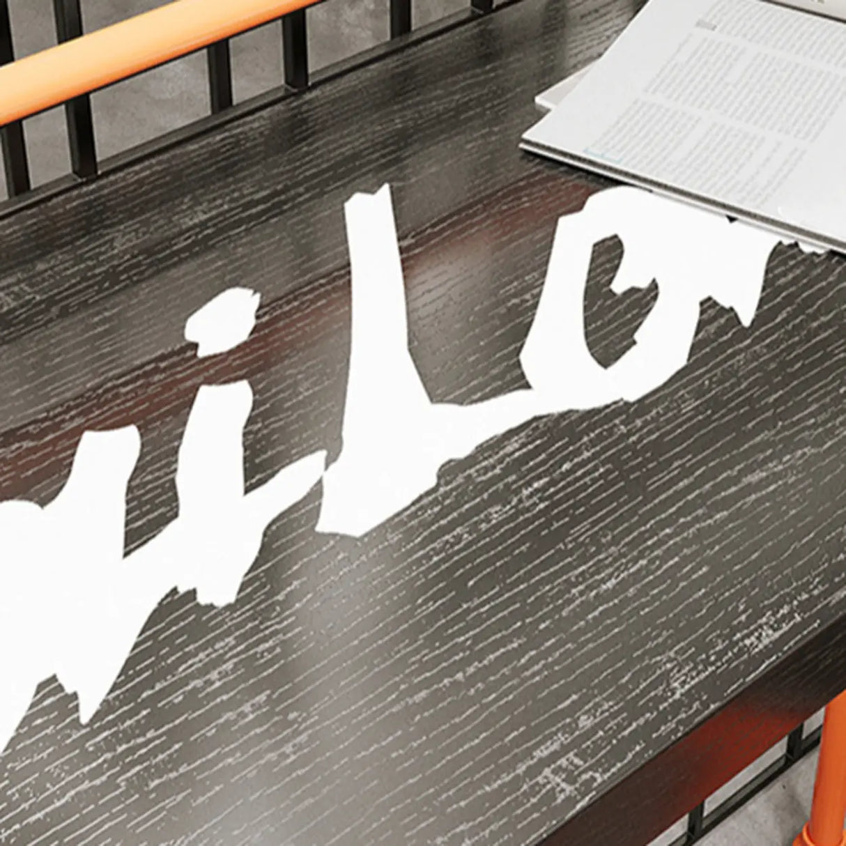 Industrial Spectator Height Bar Table with Orange Railing Image - 10