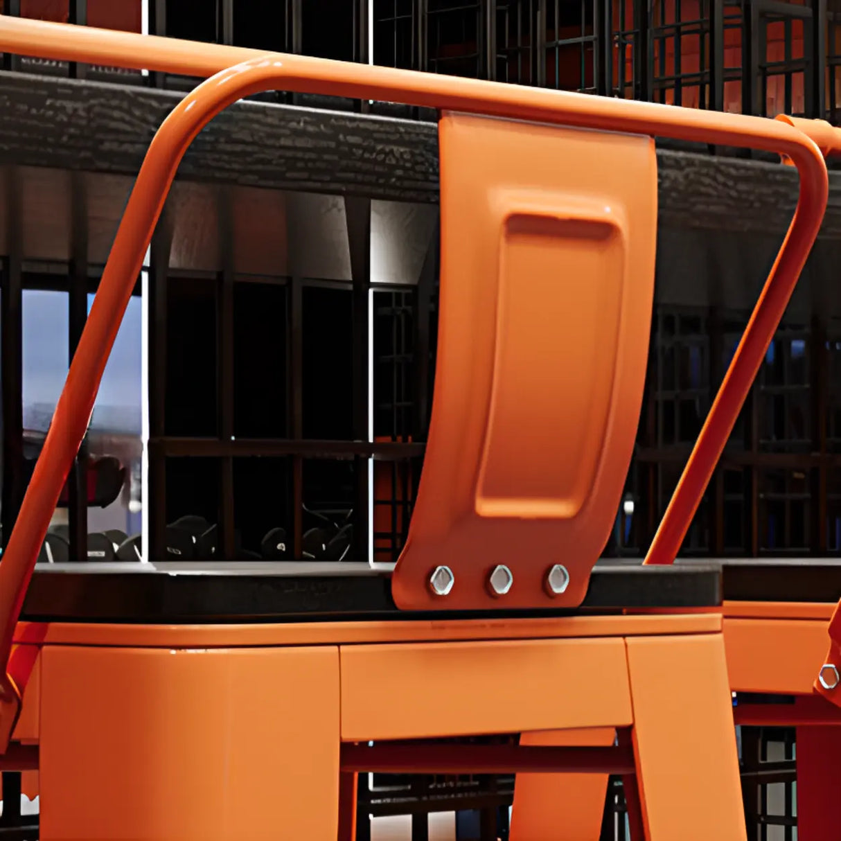 Industrial Spectator Height Bar Table with Orange Railing Image - 11