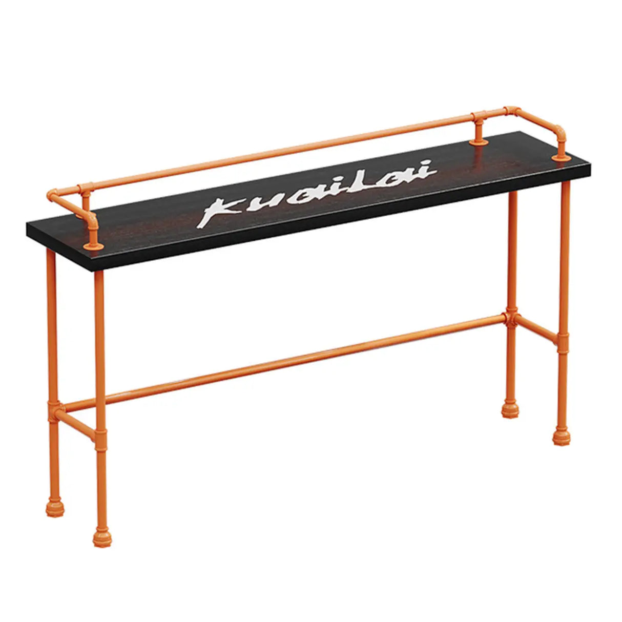 Industrial Spectator Height Bar Table with Orange Railing Image - 12