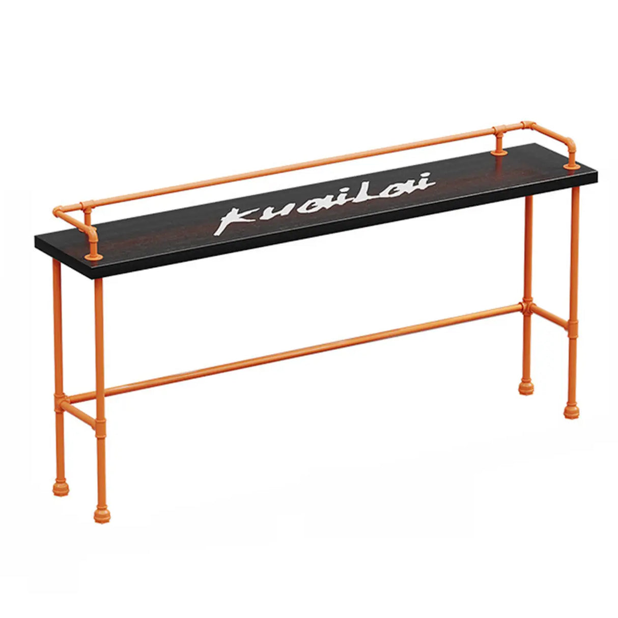 Industrial Spectator Height Bar Table with Orange Railing Image - 13