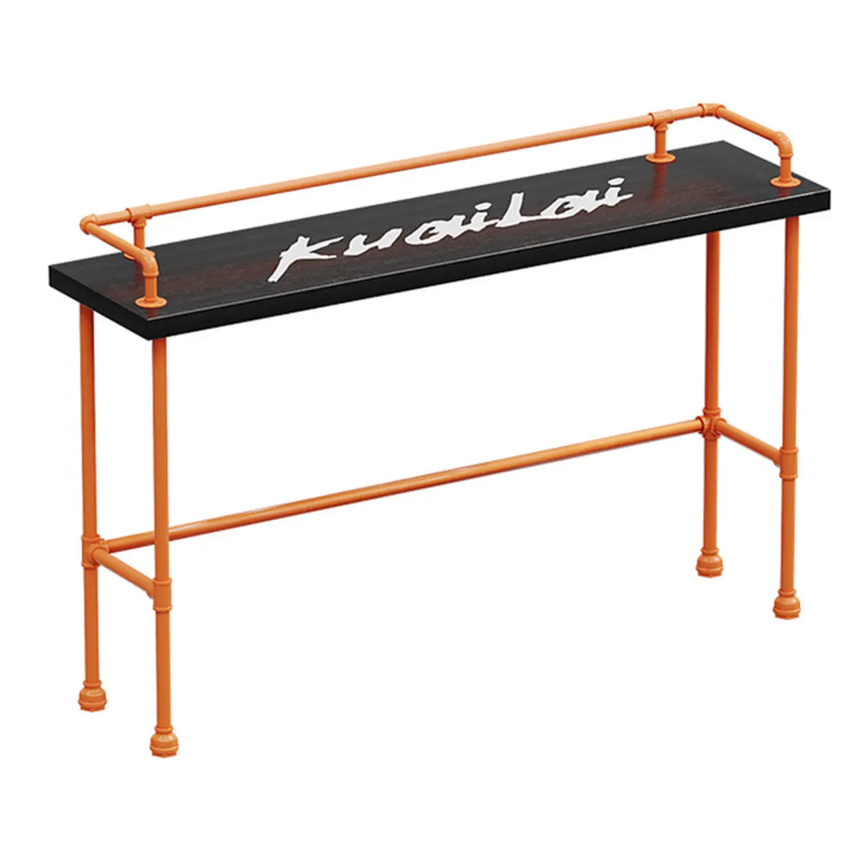 Industrial Spectator Height Bar Table with Orange Railing Image - 14
