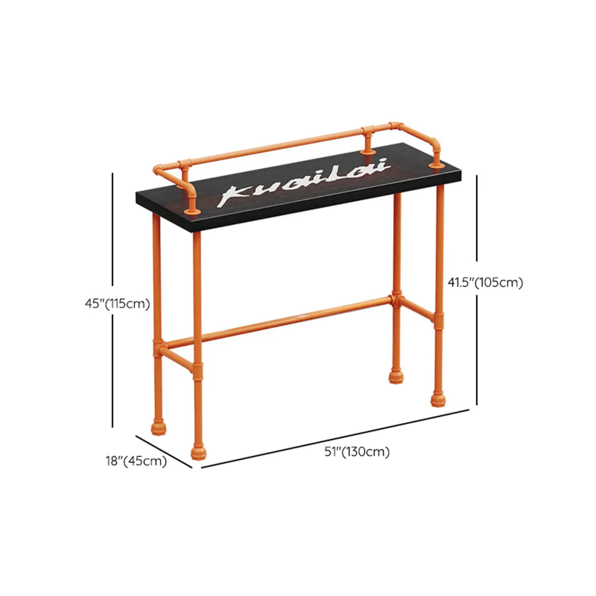 Industrial Spectator Height Bar Table with Orange Railing