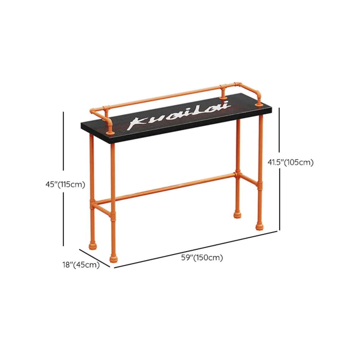 Industrial Spectator Height Bar Table with Orange Railing Image - 16