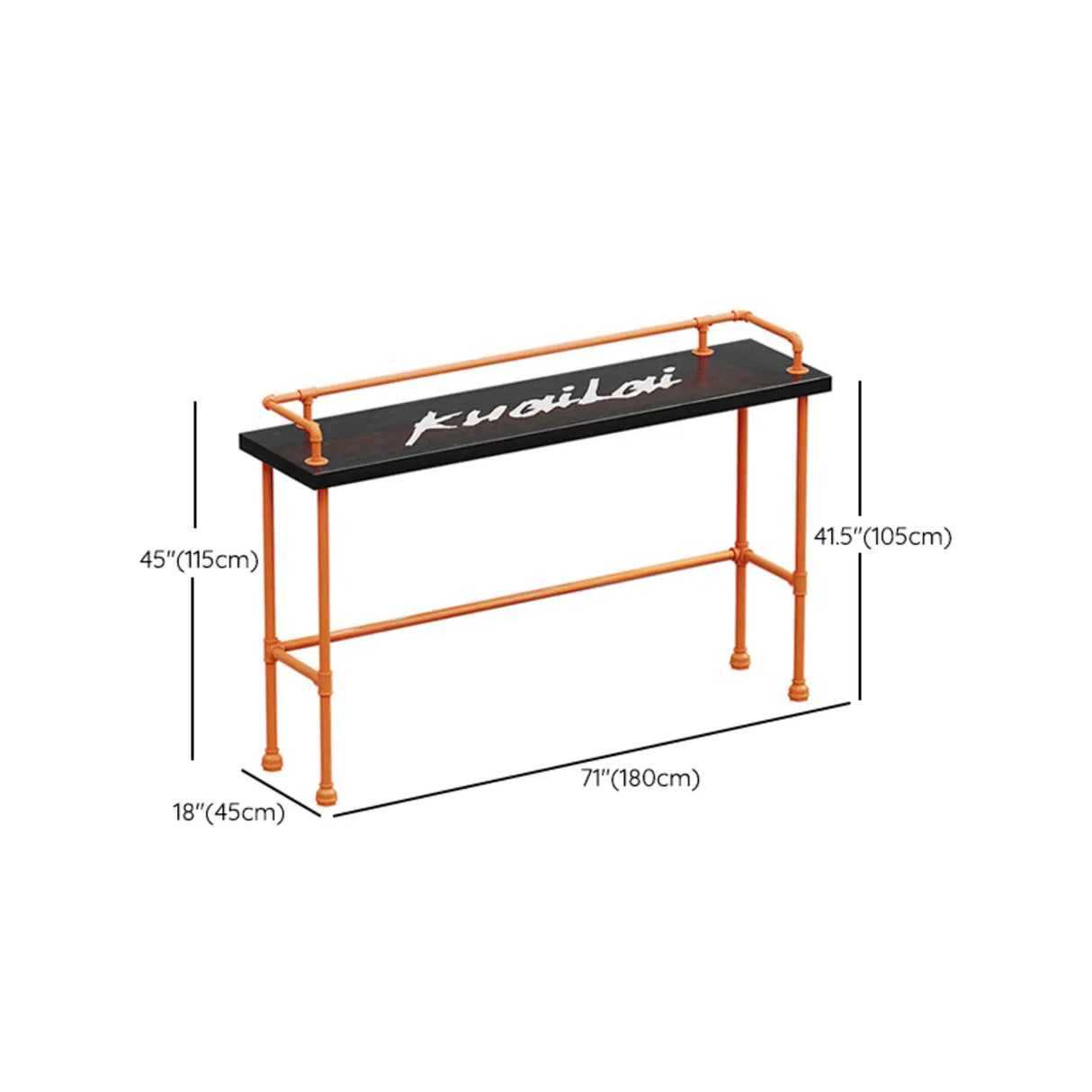 Industrial Spectator Height Bar Table with Orange Railing Image - 17