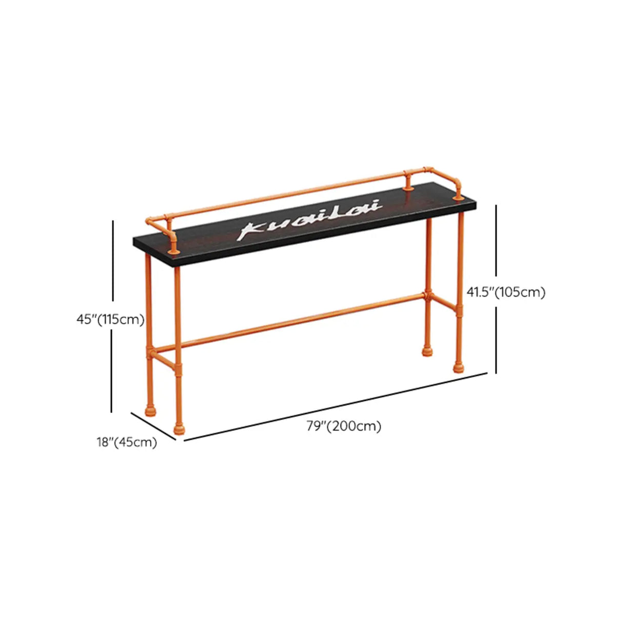 Industrial Spectator Height Bar Table with Orange Railing Image - 18