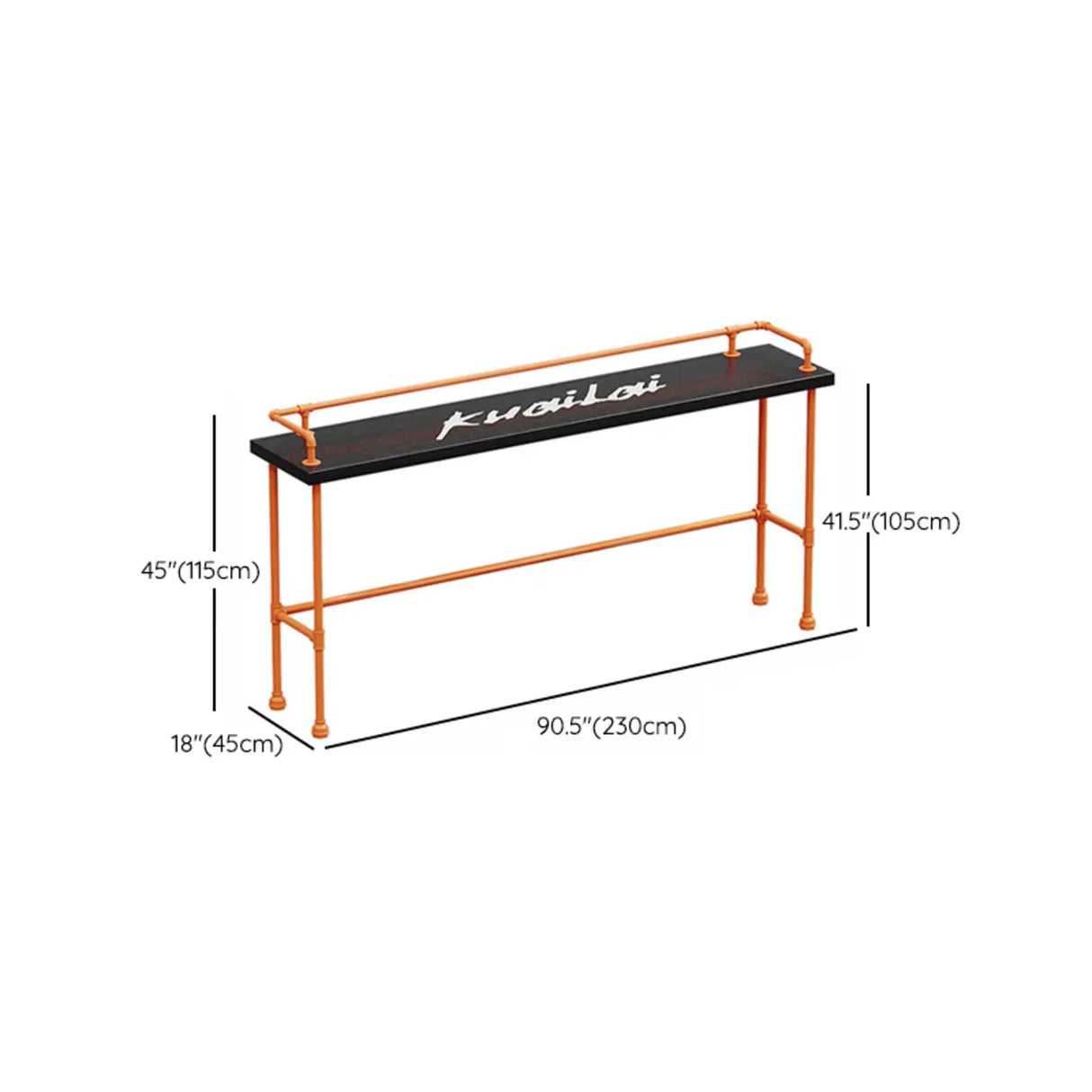 Industrial Spectator Height Bar Table with Orange Railing Image - 19