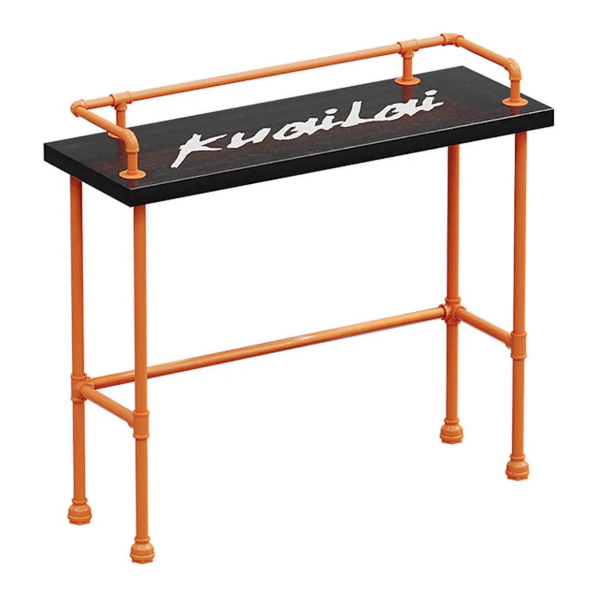 Industrial Spectator Height Bar Table with Orange Railing Image - 5