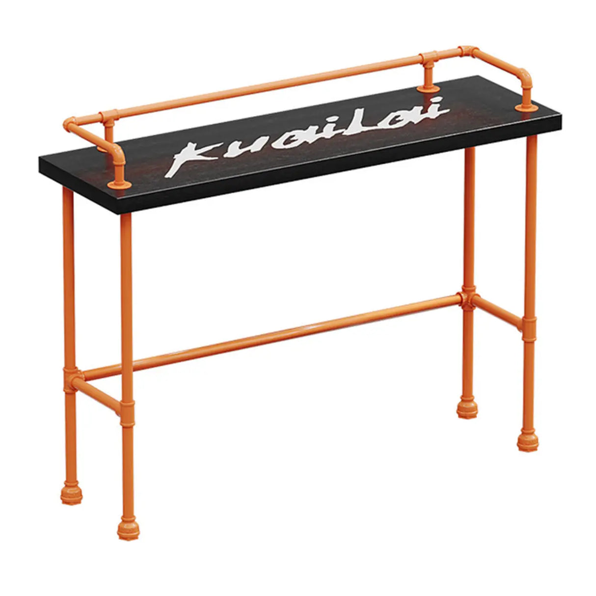 Industrial Spectator Height Bar Table with Orange Railing Image - 6