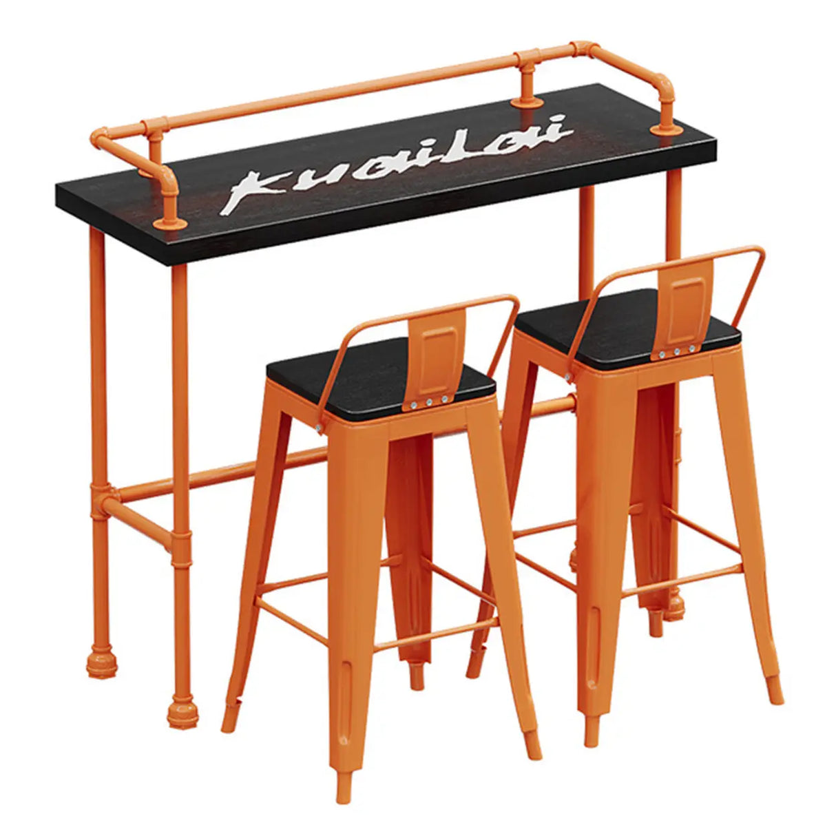 Industrial Spectator Height Bar Table with Orange Railing Image - 8