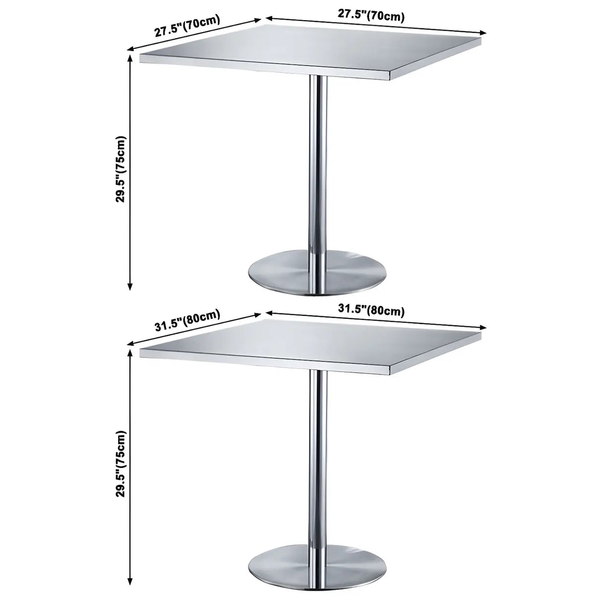 Industrial Square Stainless Steel Silver Dining Table Image - 10